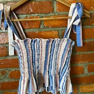 Striped Tank Top With Ribbons